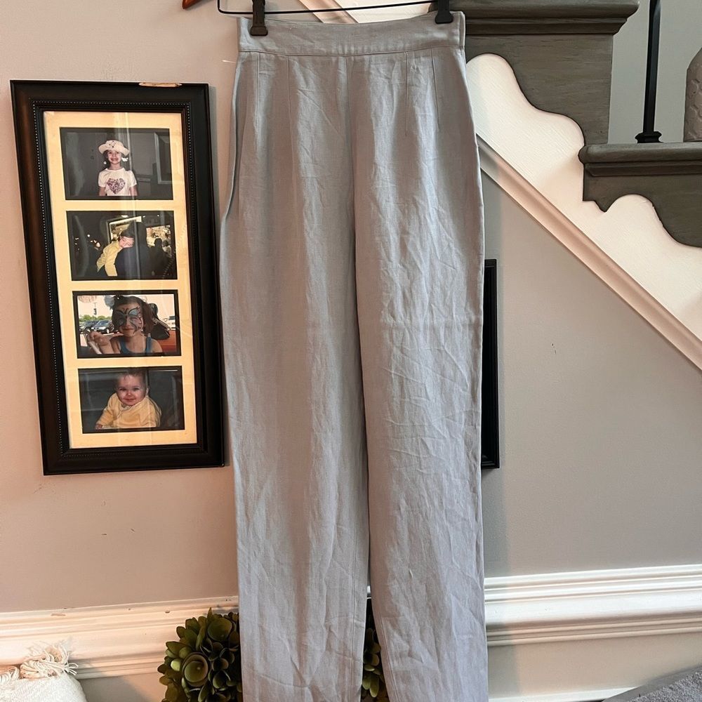 Vintage Claude Montana Gray Linen High Rise Trousers sz 6